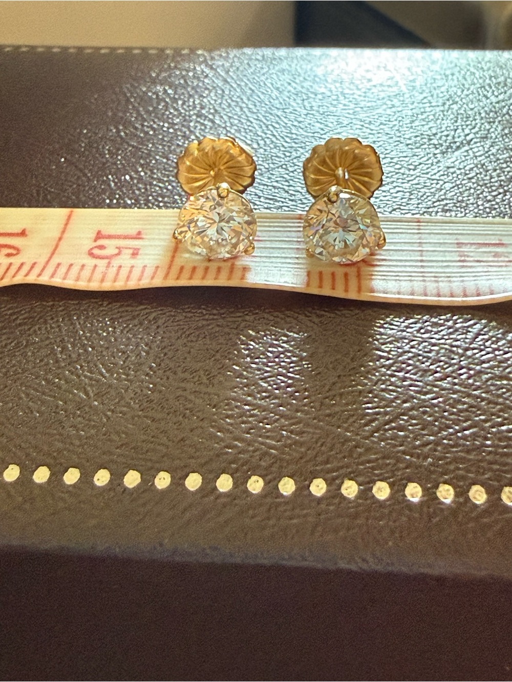 14K Yellow Gold Martini Setting Lab Grown Diamond Earrings - Picture 10 of 13